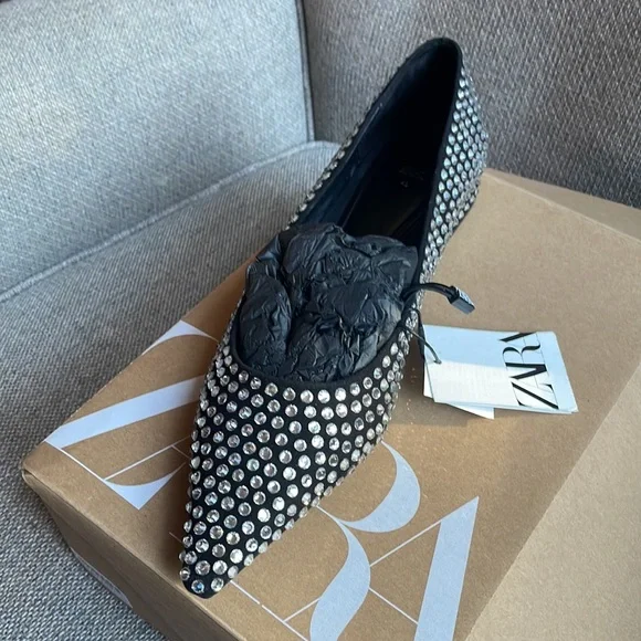 ZARA Crystal Ballet Flats NWT - Picture 11 of 12